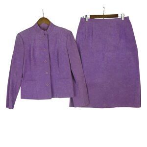 Vintage Purple Two-Piece Suit Jacket & Skirt Women's 16 Doe Suede Unbranded 70's